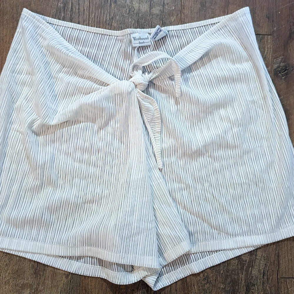 Westbound Beach White Sheer Beach shorts coverup Bathing suit Size Large